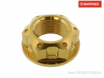 Porca de eixo M22 x 1,50 mm em aço inoxidável A4 dourado - Honda CB 1100 A ABS Gussrad / Suzuki GSR 600 - A ABS / Yamaha YZ 25