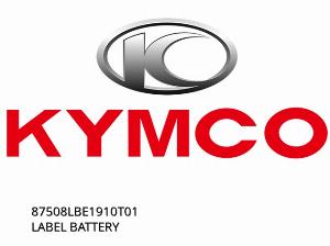 ÉTIQUETTE BATTERIE - 87508LBE1910T01 - Kymco