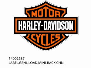 ÉTIQUETTE,GENL,CHARGE,MINI-RACK,CHN - 14002637 - Harley-Davidson