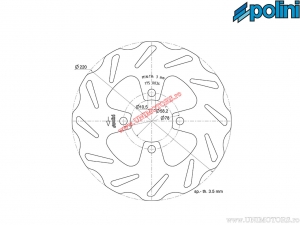 Δισκόπλακα εμπρόσθιου φρένου (220x58,2x3,5mm) - Honda NSC 50i R AIR 4T E3 ('12-'17 / Sunstar) - Polini