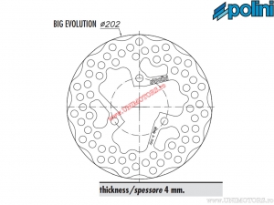 Δισκόπλακα πίσω φρένου (202x4mm) - MBK Nitro 50 H2O 2T ('97-'98) / Yamaha Aerox 50 H2O 2T ('97-'98) - Polini