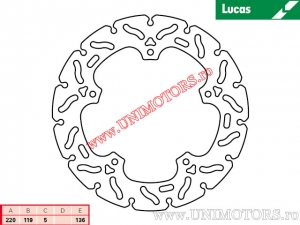 Δισκόπλακα πίσω φρένων αγώνων MST392RAC ακαμψία - Lucas TRW