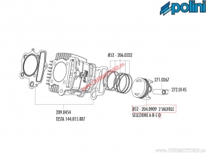 Εμβολο 4T (διαμετρος 52mm / μεγεθος D) - 204.0909/D - Honda XR 50 4T 2V - Polini