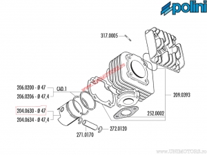 Εμβόλιο (διάμετρος 47mm) - 204.0630 - Aprilia Habana 50 / Derbi Aceno 50 / Suzuki Address 50 / TGB R50X - Polini