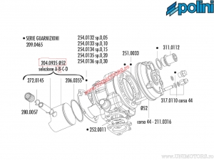 Εμβόλιο 2T (διάμετρος 52mm / μέγεθος B) - 204.0935/B - Aprilia Area 51 / Gilera DNA 50 / Fly 50 2T / Yama