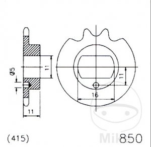 Εμπρόσθιος πίνακας Esjot - 11 δόντια (βήμα 415) - Zündapp CS 25 ('80-'82) / CX 25 ('82) / Hai 25 25 