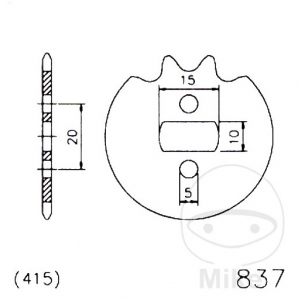 Εμπρόσθιος πίνακας Esjot - 11 δόντια (βήμα 415) - Zündapp ZA 25 25 / 40 50 / ZB 22 25 / ZD 10 25 / 3