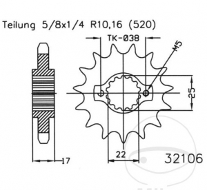 Εμπρόσθιος πίνακας Esjot - 15 δόντια (βήμα 520) - Ducati Monster 900 ie / City - City Dark - Cromo - 