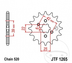 Εμπρόσθιος πίνακας JTF1265.15 (βήμα 520) - CAN-AM DS 250 / Daelim ET 300 LC / E-Ton VXL 250 ST / VXL 300 ST