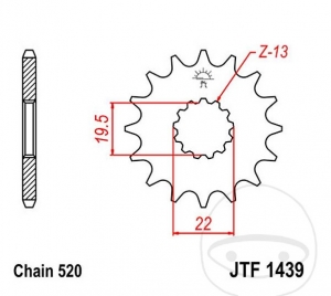 Εμπρόσθιος πίνακας JTF1439.11 (βήμα 520) - Suzuki LT-F 160 ('97-'04) - JM