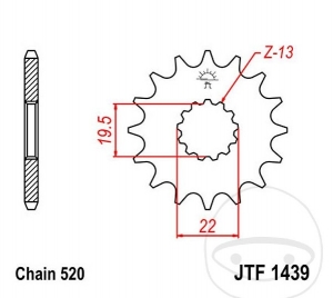 Εμπρόσθιος πίνακας JTF1439.14 (βήμα 520) - Suzuki LT-F 160 ('97-'04) - JM