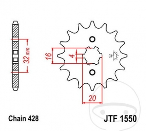 Εμπρόσθιος πίνακας JTF1550.15 (βήμα 428) - Fantic Enduro 125 E / ER / 200 E / ER / Motard 125 M / MR / Fant