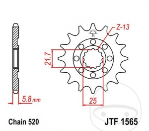 Εμπρόσθιος πίνακας JTF1565.12 (βήμα 520) - Kawasaki KLX 450 R / KX 250 4T C / KX 450 F / KX 450 J / KX 450 