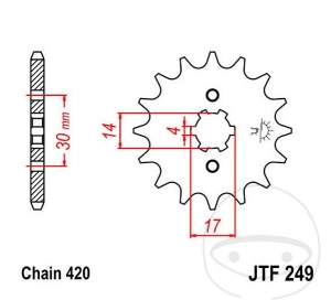 Εμπρόσθιος πίνακας JTF249.13 (βήμα 420) - Kawasaki AE 80 A / AR 50 A / AR 80 A / KLX 110 A / C / R / Suzuki