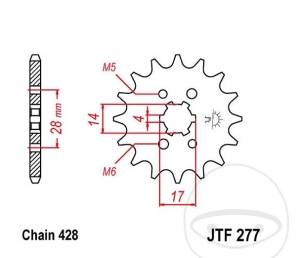 Εμπρόσθιος πίνακας JTF277.13 (βήμα 428) - Derbi GPR 125 / Mulhacen 125 / Senda 125 R / SM / Terra / Honda C