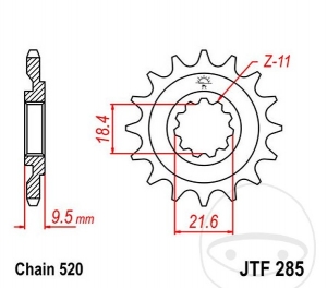 Εμπρόσθιος πίνακας JTF285.14 (βήμα 520) - Honda CR 250 R ('86-'87) / Honda CR 500 R ('86-'87) - JM