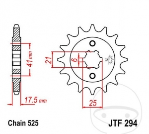 Εμπρόσθιος πίνακας JTF294.14 (βήμα 525) - Honda CBR 400 R ('86-'87) / GB 500 ('89-'90) / VFR 400 R ('86-'87