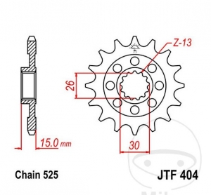 Εμπρόσθιος πίνακας JTF404.17 (βήμα 525) - BMW HP4 1000 / M 1000 RR / S 1000 R / S 1000 RR / S 1000 XR / TE 