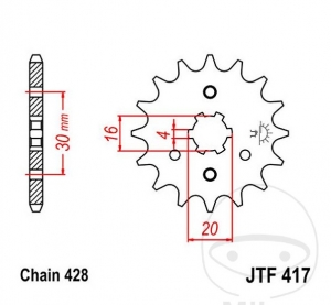 Εμπρόσθιος πίνακας JTF417.15 (βήμα 428) - Kawasaki BN 125 A / KD 100 M / 80 A / KM 100 A / KMX 125 B - JM