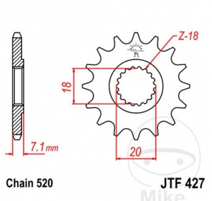 Εμπρόσθιος πίνακας JTF427SC.12 (βήμα 520) - Suzuki PE 175 ('78-'82) / Suzuki RM 125 ('83-'15) / Suzuki RM-Z