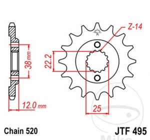 Εμπρόσθιος πίνακας JTF495.15 (βήμα 520) - Ducati Sport 750 ('88-'90) - JM