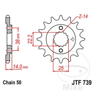 Εμπρόσθιος πίνακας JTF739.15 (βήμα 530) - JM