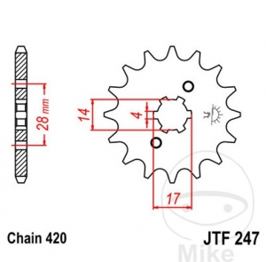 Εμπρόσθιος πινιόν JTF247.13 (βήμα 420) - JM