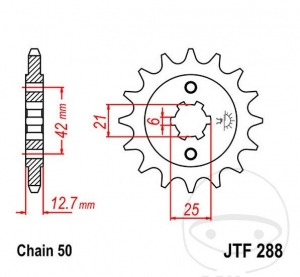 Εμπρόσθιο πινιόν JTF288.16 (βήμα 530) - Honda CB 500 K / CB 550 F / CB 550 K / CB 750 F / CB 750 K - JM