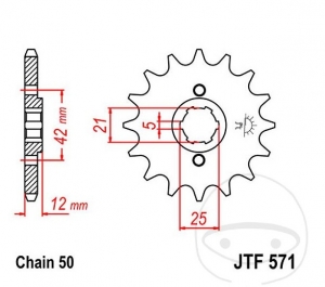 Εμπρόσθιο πινιόν JTF571.16 (βήμα 530) - Yamaha XJ 550 ('81-'84) / XJ 600 H ('91-'98) / XJ 600 N ('91-'98) / X