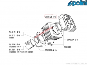 Κάρτερ (διάμετρος 46mm) - 211.0125 - Honda Wallaroo 50 ΑΕΡΑΣ 2Χ ('90-'94) / Peugeot 103 MVL 50 ΑΕΡΑΣ 2