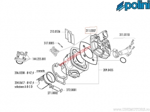 Κάρτερ (διάμετρος 47,4mm) - 211.0307 - Aprilia SR 50 2T R, Factory (Piaggio) LC / Piaggio MC2 50 ('98) - Polini