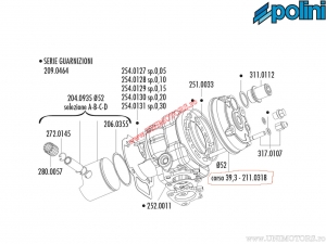 Κάρτερ (διάμετρος 52mm / διαδρομή 39,3mm) - Aprilia SR 50 2T R, Factory (Piaggio) LC / Piaggio NRG MC3 H2