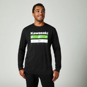 Καθημερινή μπλούζα FOX - KAWASAKI ΡΙΓΕΣ ΜΑΚΡΙΑ ΜΑΝΙΚΙΑ PREMIUM TEE ΜΑΥΡΟ: Μέγεθος