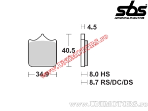 Μπροστινά τακάκια φρένου - SBS 870DS (διπλά σιντεριζέ) - (SBS)