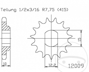 Μπροστινό γρανάζι Esjot - 10 δόντια (βήμα 415) - Beta Minicross 50 R10 / R12 / Minitrial 70 LC / Husqv