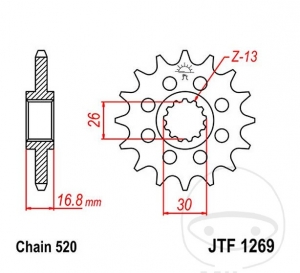 Μπροστινό πινιόν JTF1269.14 (βήμα 520) - Honda CBR 600 F / RA Fireblade ABS / RR Fireblade / RR S1 Fireblade 