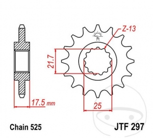 Μπροστινό πινιόν JTF297.16 (βήμα 525) - Honda CB 500 / CB-1 400 F / CBF 500 / CBR 250 RR / CBR 400 RR / RVF 4