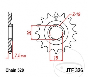 Μπροστινό πινιόν JTF326.13 (βήμα 520) - Honda CR 125 R ('88-'03) - JM