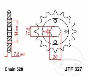 Μπροστινό πινιόν JTF327.12 (βήμα 520) - Kymco Mxer 50 / MXU 50 / Honda CRF 150 F / CRF 230 F / CRM 125 R / NS