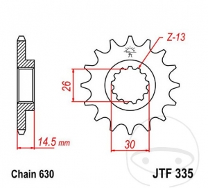 Μπροστινό πινιόν JTF335.15 (βήμα 630) - Honda CBX 1000 ('79) - JM