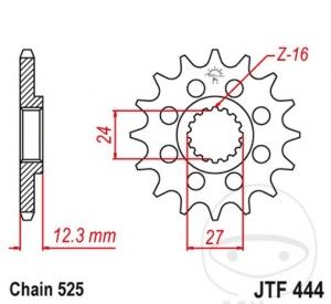 Μπροστινό πινιόν JTF444.17 (βήμα 525) - Suzuki GSX-R 1000 A / GSX-R 1000 RA / GSX-R 1000 RZA / GSX-R 1000 ZA 