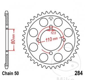 Πίνακας οπίσθιου γραναζιού JTR284.43 (βήμα 530) - Honda CB 650 - C Custom - SC Custom / CB 750 C Cus