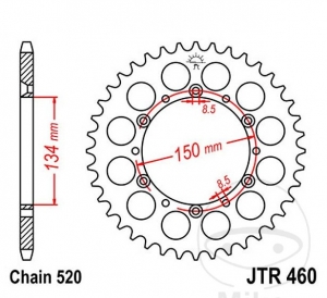 Πίνακας οπίσθιου γραναζιού JTR460.48 (βήμα 520) - Kawasaki KX 250 L 2T-M 2T-R 2T / KX 450 F-J-X / KX