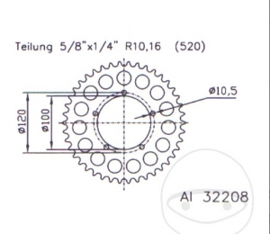 Πίνακας πίσω Esjot - 42 δόντια (βήμα 520) - Aprilia Pegaso 650 ie Strada / RS 125 Extrema / RSV 1000 Mille 