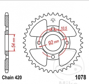 Πίνακας πίσω JTR1078.60 (βήμα 420) - Yamaha TZR 50 ('03-'16) / TZR 50 RR ('05-'06) / TZR 50 WGP Anniversary ('12-