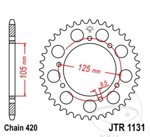 Πίνακας πίσω JTR1131.45 (βήμα 420) - Rieju SMX 50 Top Supermoto / Yamaha DT 50 R - X / Aprilia RX 50 / SX 50 SM -