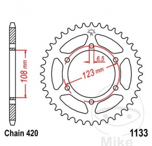 Πίνακας πίσω JTR1133.65 (βήμα 420) - Aprilia RS - RS4 50 / Ρέπλικα / RS4 50 Euro4 / SX 50 SM - Euro4 - Fac