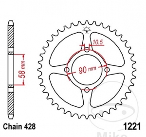 Πίνακας πίσω JTR1221.42 (βήμα 428) - Honda CB 125 F / CBR 125 R - R 80 Km/h - RS Repsol - RS Repsol 80 Km/h - RT 