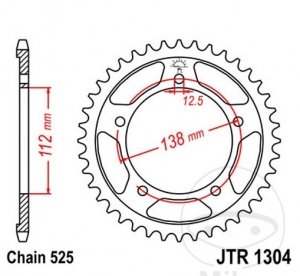 Πίνακας πίσω JTR1304.44 (βήμα 525) - Honda CB 600 F / FA / S F2 / 650 F / RA / CBF 500 / A / 600 N / NA / S / SA 