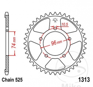 Πίνακας πίσω JTR1313.40 (βήμα 525) - Honda CBR 400 RR ('88) - JM